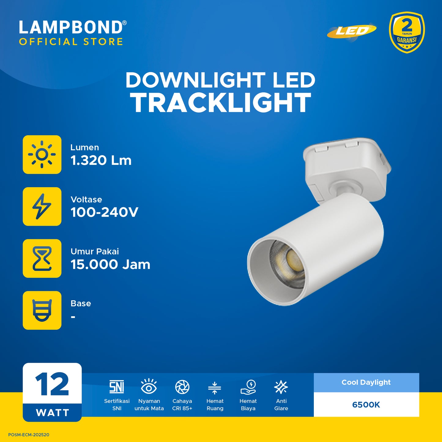 Lampbond® - Tracklight LED 12 Watt - Cool Daylight - WH