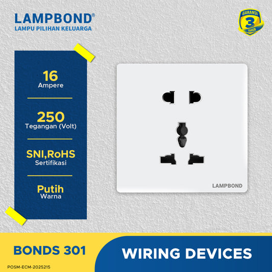Lampbond® -  Bonds - 301 - Stop Kontak Universal 5 Pin dengan Grounding (CP) - WH