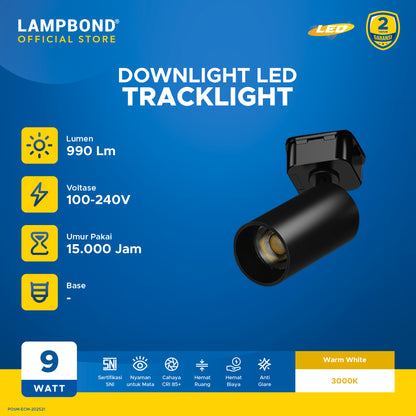 Lampbond® - Tracklight LED 9 Watt - Warm White - BK