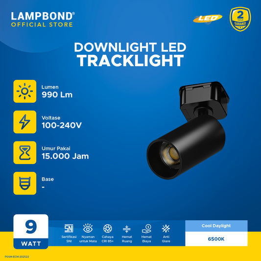 Lampbond® - Tracklight LED 9 Watt - Cool Daylight - BK