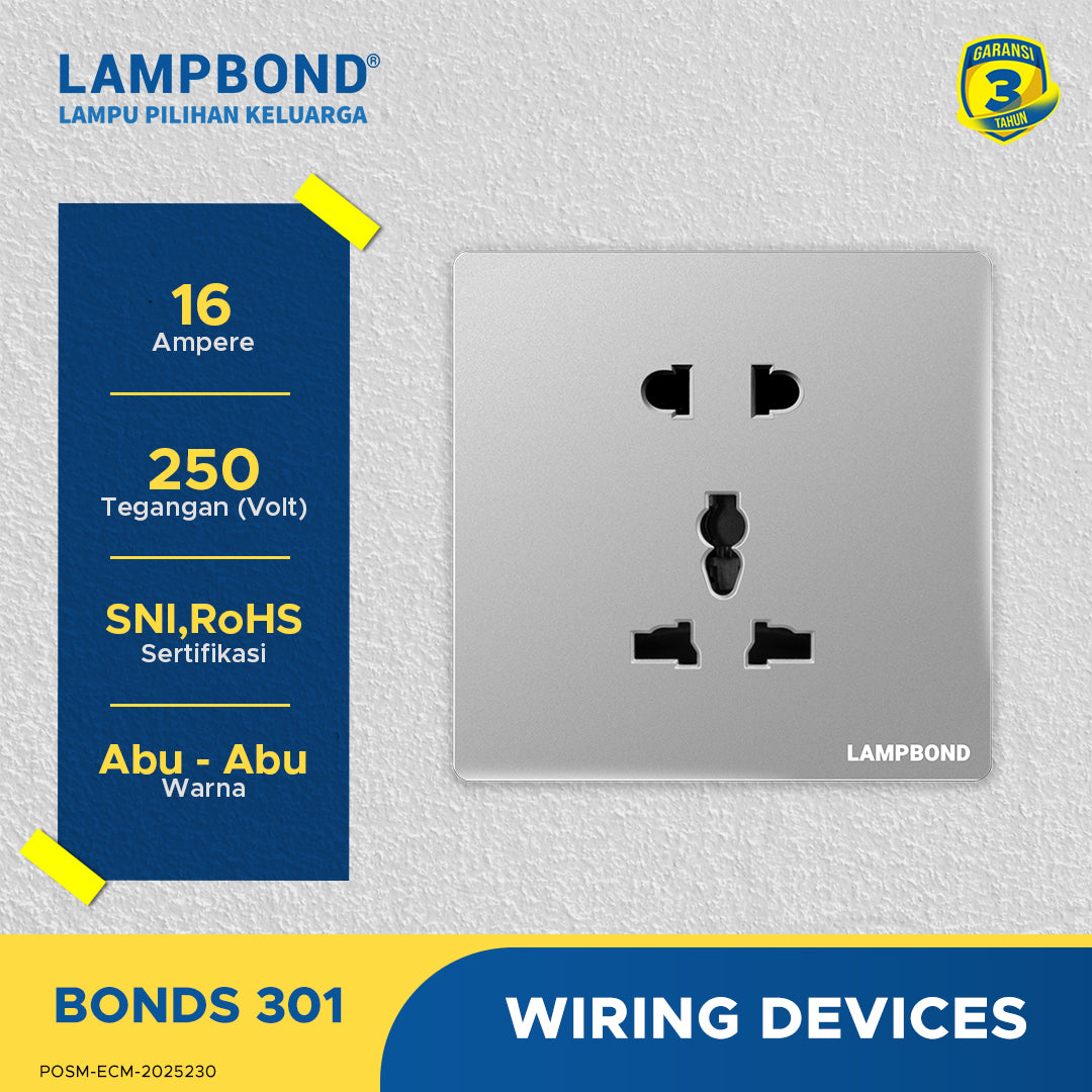 Lampbond® -  Bonds - 301 - Stop Kontak Universal 5 Pin dengan Grounding (CP) - GR