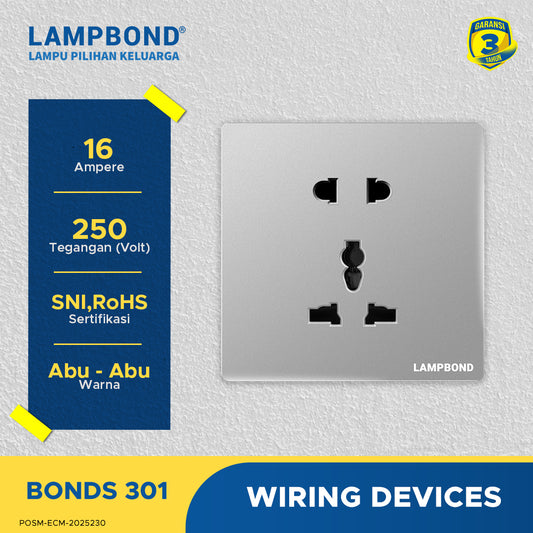 Lampbond® -  Bonds - 301 - Stop Kontak Universal 5 Pin dengan Grounding (CP) - GR