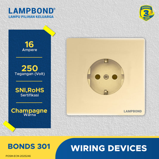Lampbond® -  Bonds - 301 - Stop Kontak Schuko 2 Pin dengan Grounding (CP) - CH