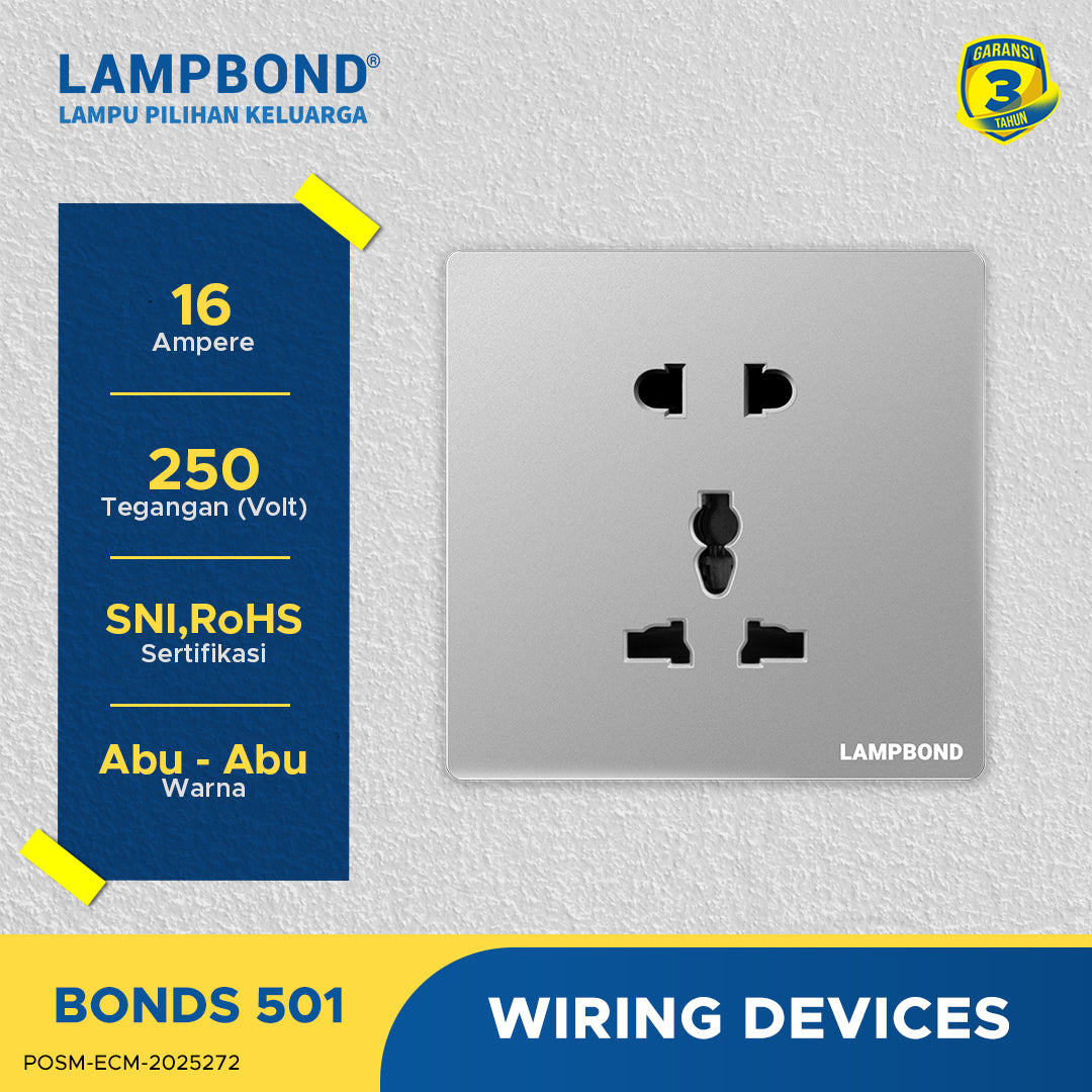 Lampbond® -  Bonds - 501 - Stop Kontak Universal 5 Pin dengan Grounding (CP) - GR