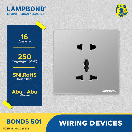 Lampbond® -  Bonds - 501 - Stop Kontak Universal 5 Pin dengan Grounding (CP) - GR