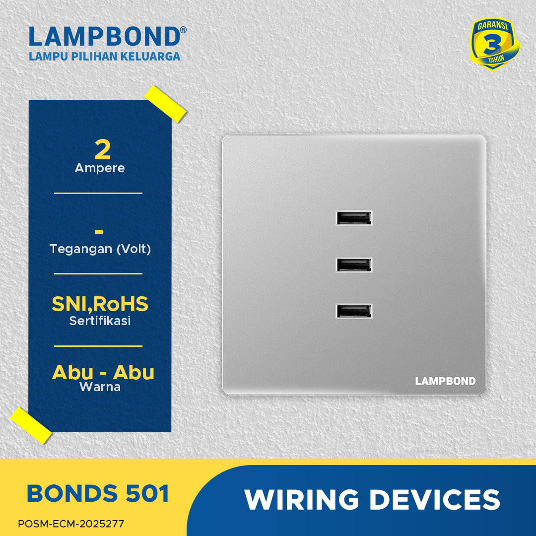 Lampbond® -  Bonds - 501 - 3-port USB Type-A Charger 2A - GR