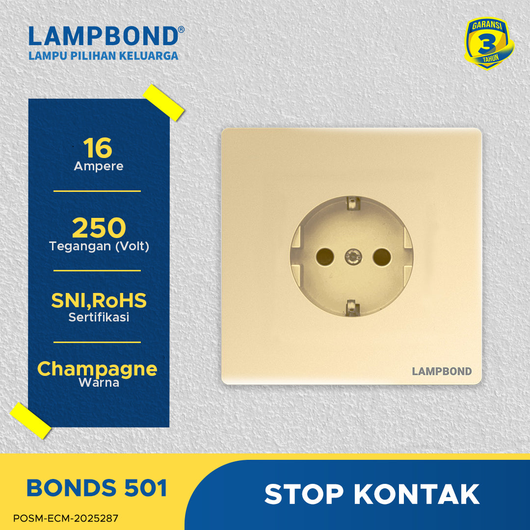 Lampbond® -  Bonds - 501 - Stop Kontak Schuko 2 Pin dengan Grounding (CP) - CH