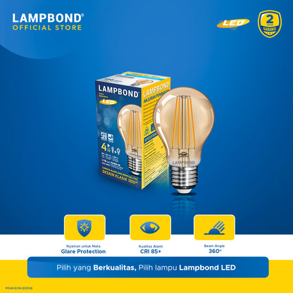Lampbond® - Bohlam LED Filamen WA60 4 Watt - Warm White