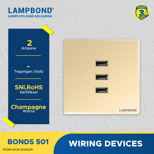Lampbond® -  Bonds - 501 - 3-port USB Type-A Charger 2A - CH