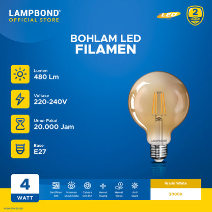 Lampbond® - Bohlam LED Filamen WG95 4 Watt -  Warm White