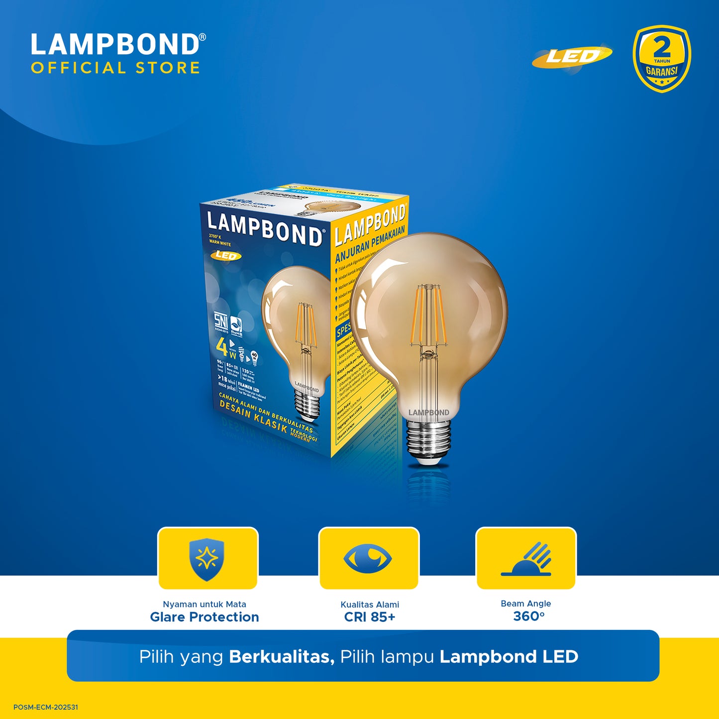 Lampbond® - Bohlam LED Filamen WG95 4 Watt -  Warm White