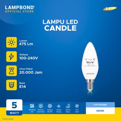 Lampbond® - Bohlam LED Candle 5 Watt - Cool Daylight