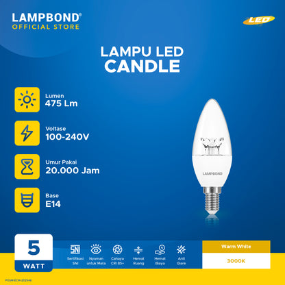 Lampbond® - Bohlam LED Candle 5 Watt - Warm White