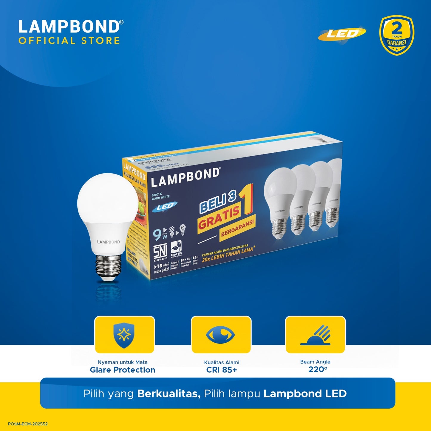 Lampbond® - Bohlam LED 9 Watt Multi-Pack (4pcs)- Cool Daylight