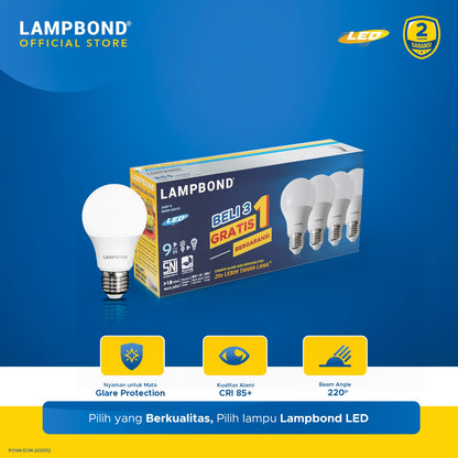 Lampbond® - Bohlam LED 9 Watt Multi-Pack (4pcs)- Cool Daylight