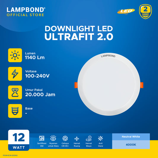 Lampbond® - Downlight LED Ultrafit (2.0) 12 Watt  - Natural White
