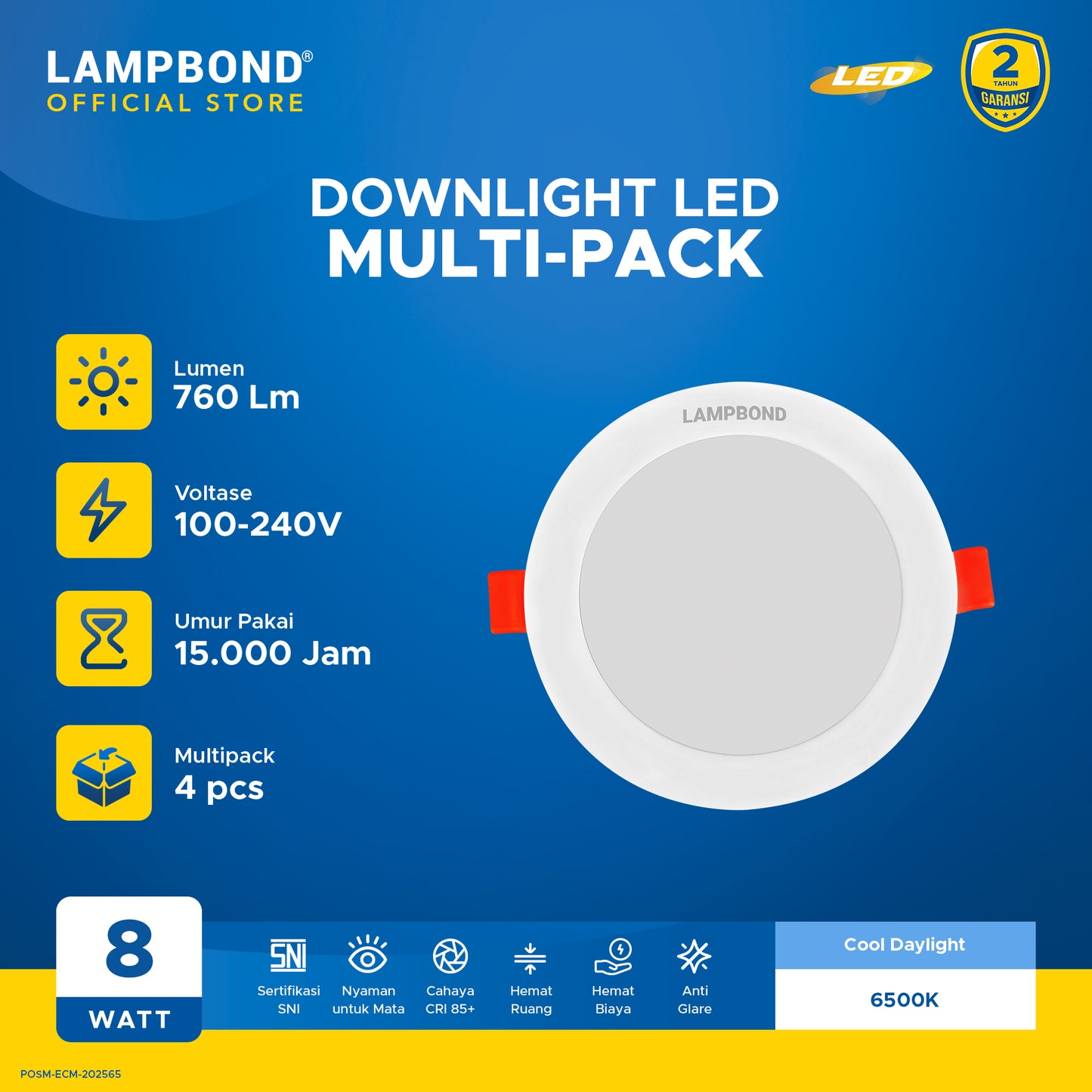Lampbond® - Downlight LED Multipack 8 Watt  - Cool Daylight