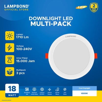 Lampbond® - Downlight LED Ultrafit (2.0) 18 Watt Multipack  - Cool Daylight