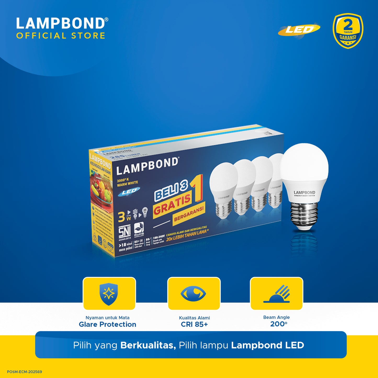 Lampbond® - Bohlam LED 3 Watt Multi-Pack (4pcs) - Cool Daylight