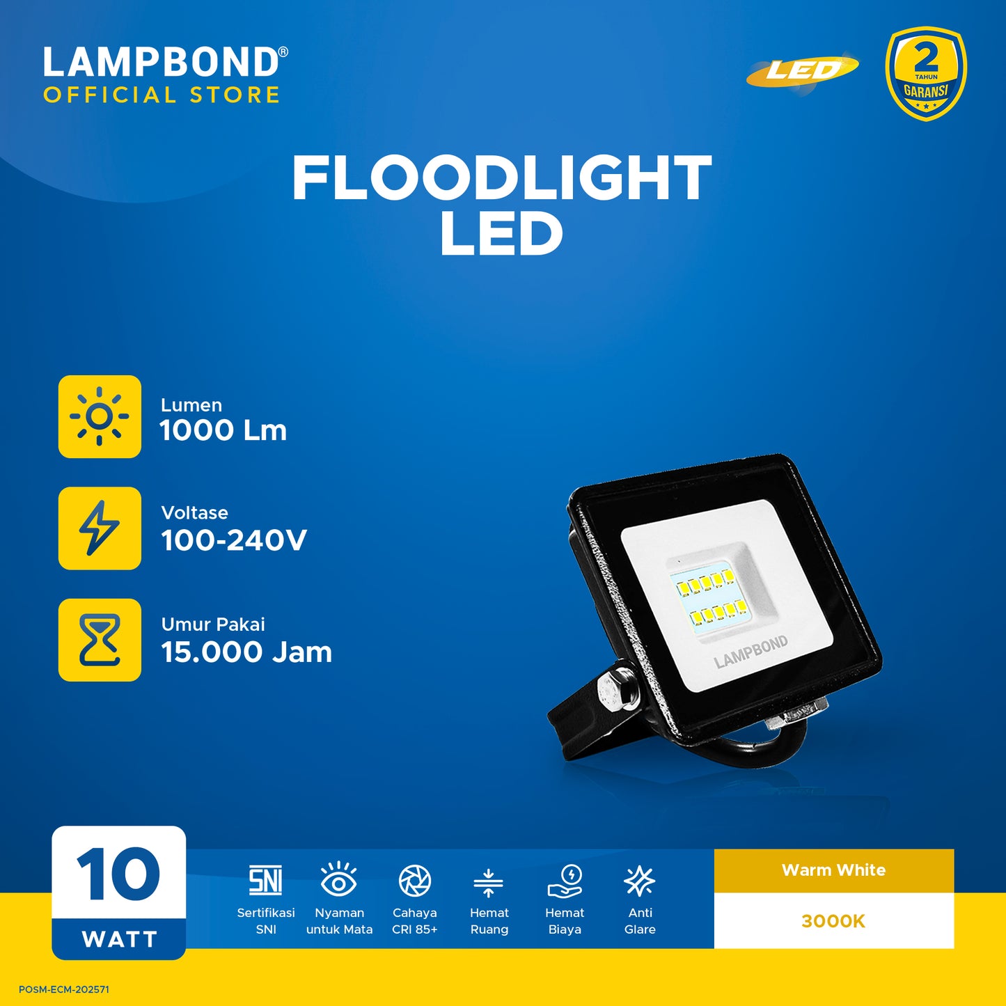 Lampbond® - Floodlight LED Probright 10 Watt - Warm White