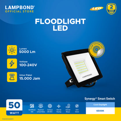 Lampbond® - Floodlight LED 50 Watt Sensor Sunlight  - Cool Daylight
