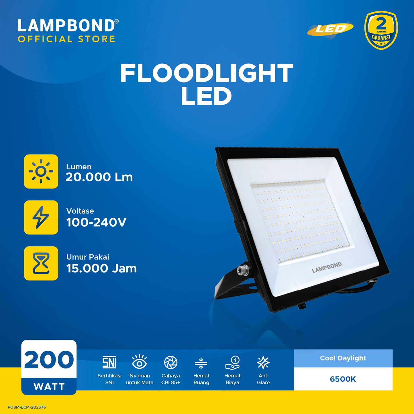 Lampbond® - Floodlight LED 200 Watt  - Cool Daylight