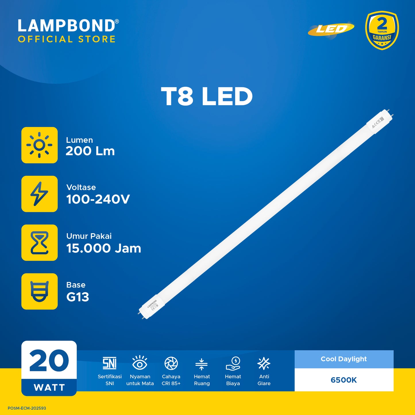 Lampbond® - TUBE 8 (T8) LED 20 Watt - Cool Daylight