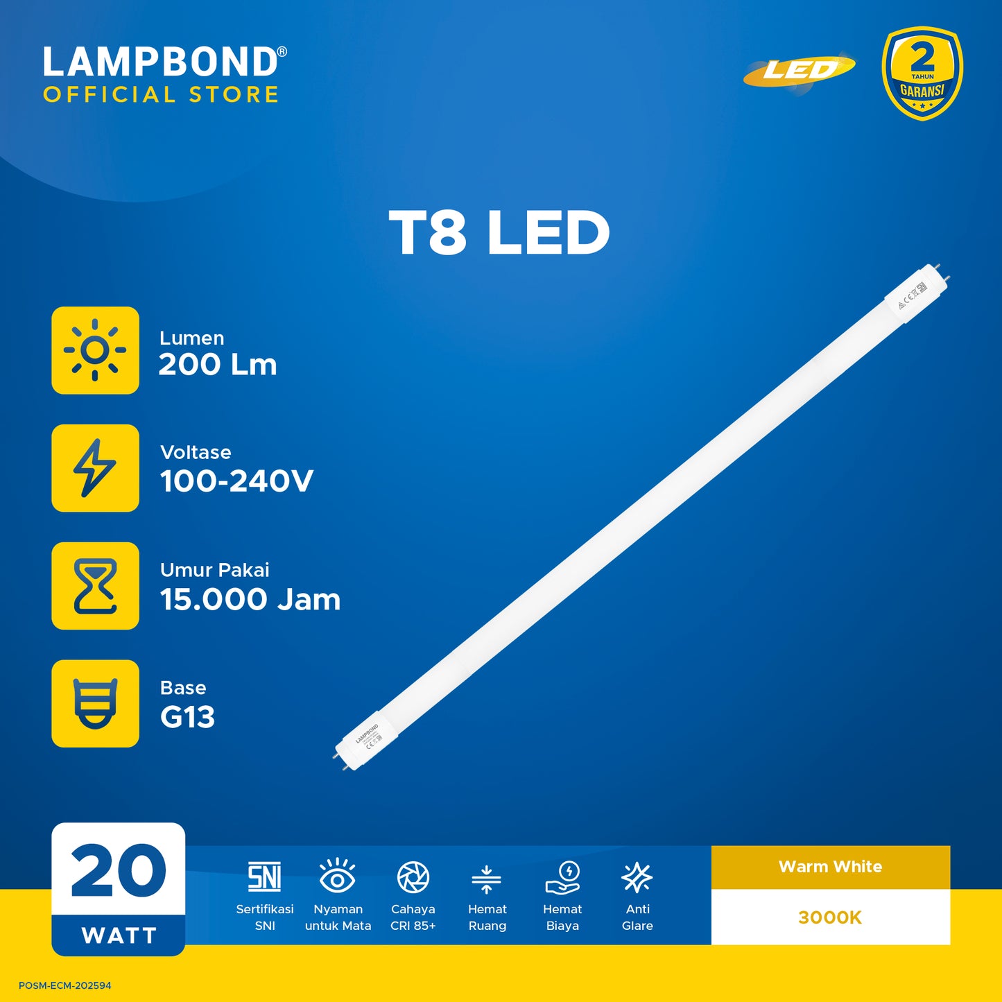 Lampbond® - Tube 8 (T8) - 20 Watt - Warm White
