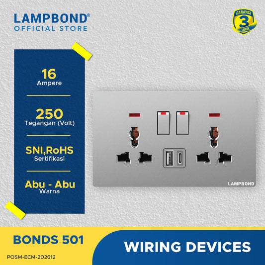 Lampbond® -  Bonds - 501 - Stop Kontak Multifungsi 6-Pin 2-Arah - GR