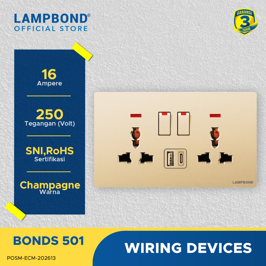 Lampbond® -  Bonds - 501 - Stop Kontak Multifungsi 6-Pin 2-Arah - CH