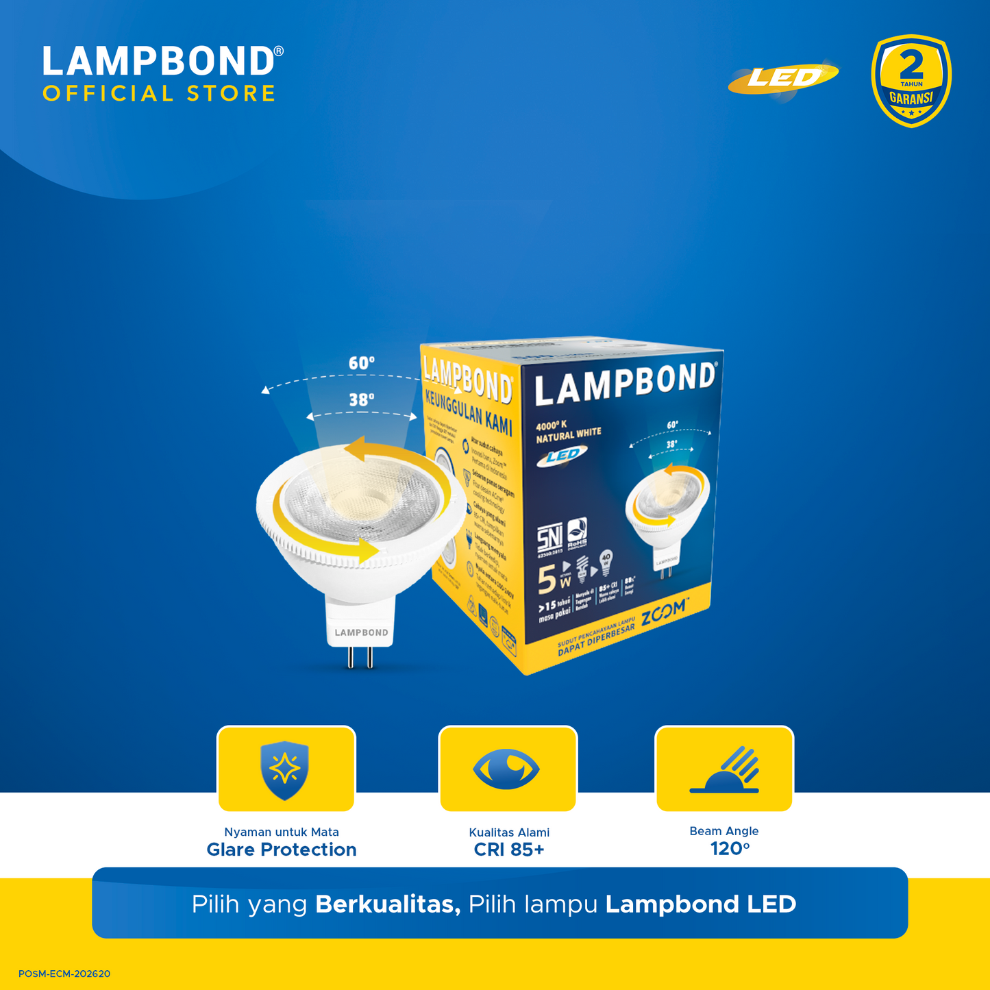 Lampbond® - Bohlam LED 5 Watt MR16 Zoom - Natural White