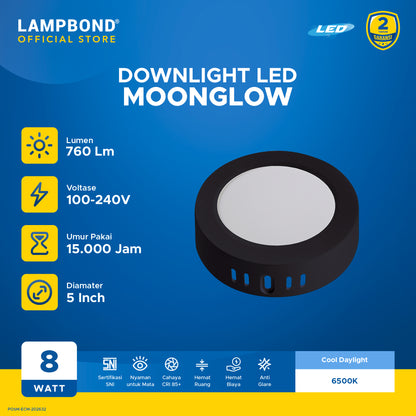 Lampbond® - Downlight LED Moonglow 8 Watt - Cool Daylight - BK