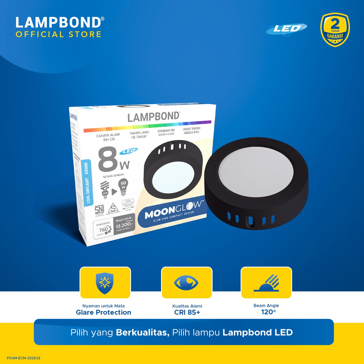 Lampbond® - Downlight LED Moonglow 8 Watt - Cool Daylight - BK