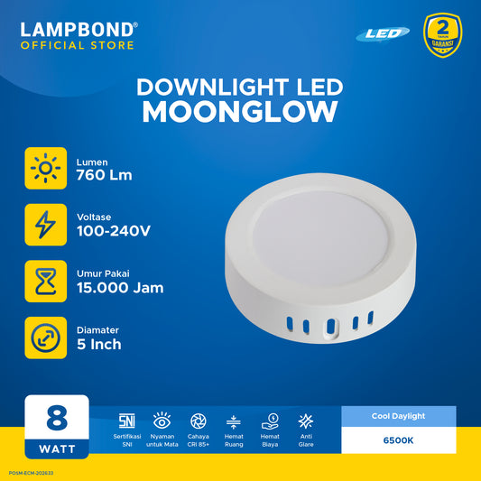 Lampbond® - Downlight LED Moonglow 8 Watt - Cool Daylight - WH