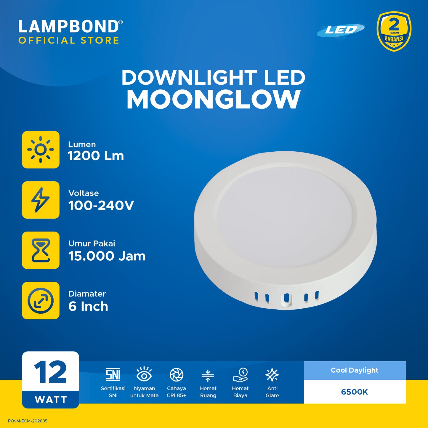 Lampbond® - Downlight LED Moonglow 12 Watt - Cool Daylight - WH