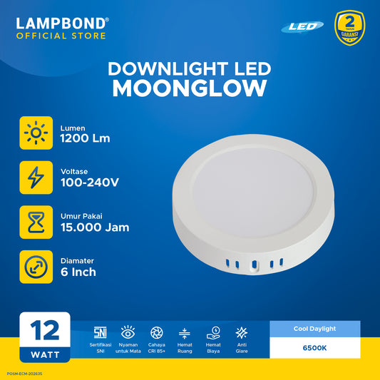 Lampbond® - Downlight LED Moonglow 12 Watt - Cool Daylight - WH