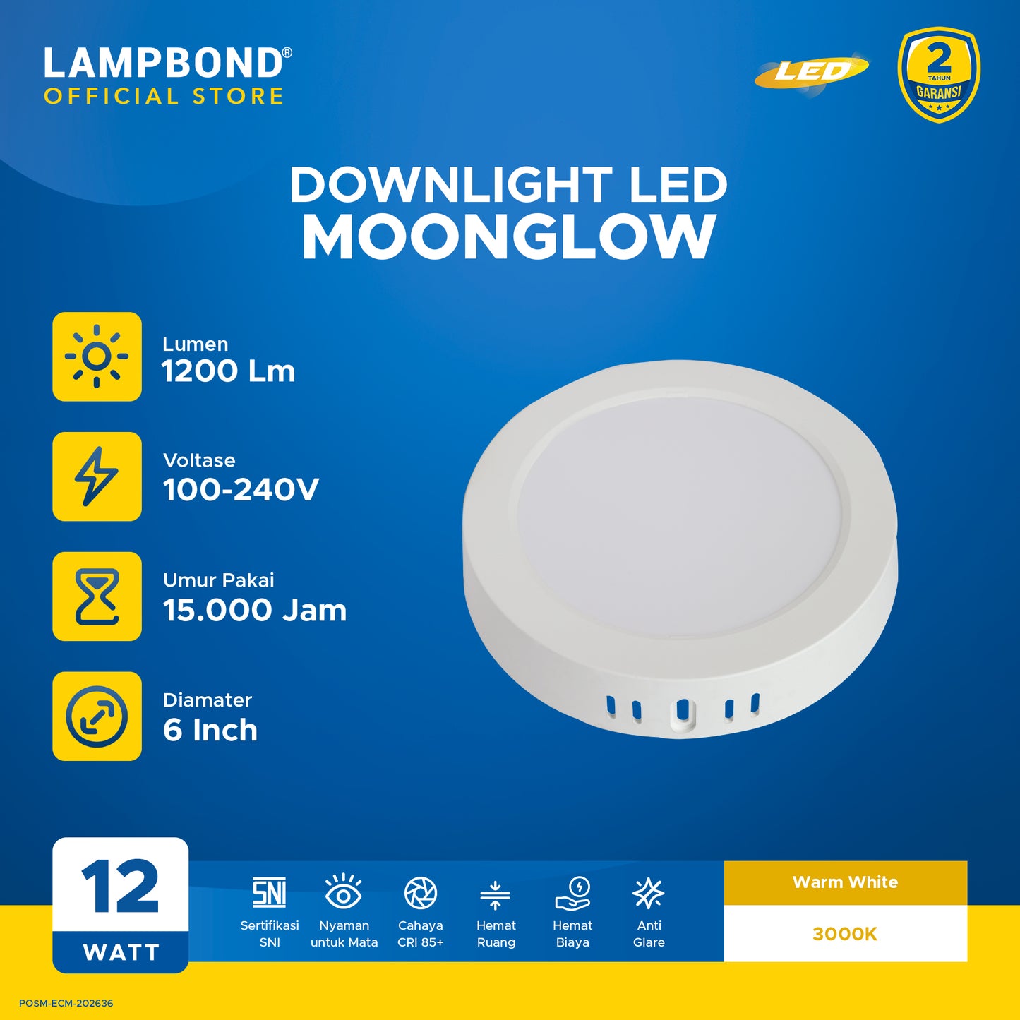 Lampbond® - Downlight LED Moonglow 12 Watt - Warm White - WH