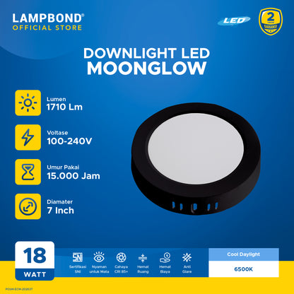 Lampbond® - Downlight LED Moonglow 18 Watt - Cool Daylight - BK