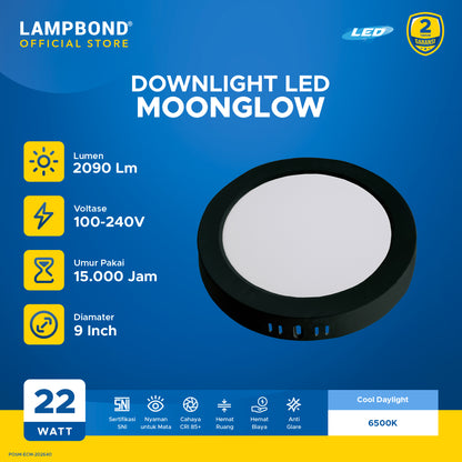Lampbond® - Downlight LED Moonglow 22 Watt - Cool Daylight - BK