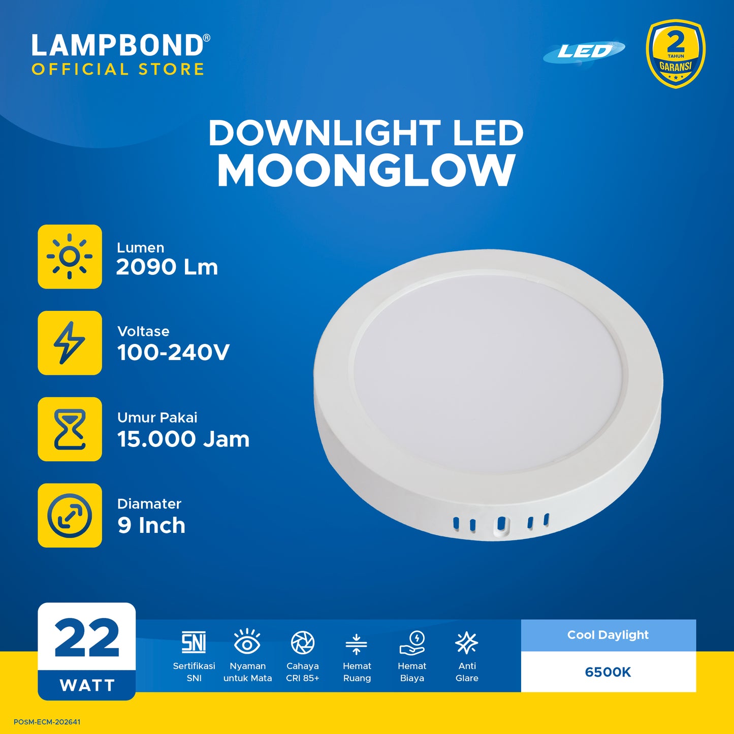 Lampbond® - Downlight LED Moonglow 22 Watt - Cool Daylight - WH