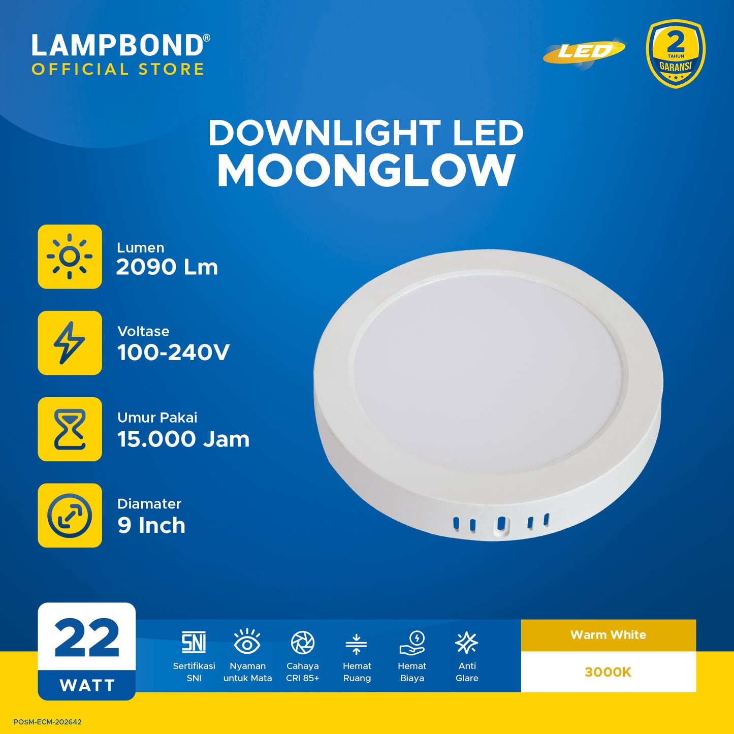 Lampbond® - Downlight LED Moonglow 22 Watt - Warm White - WH