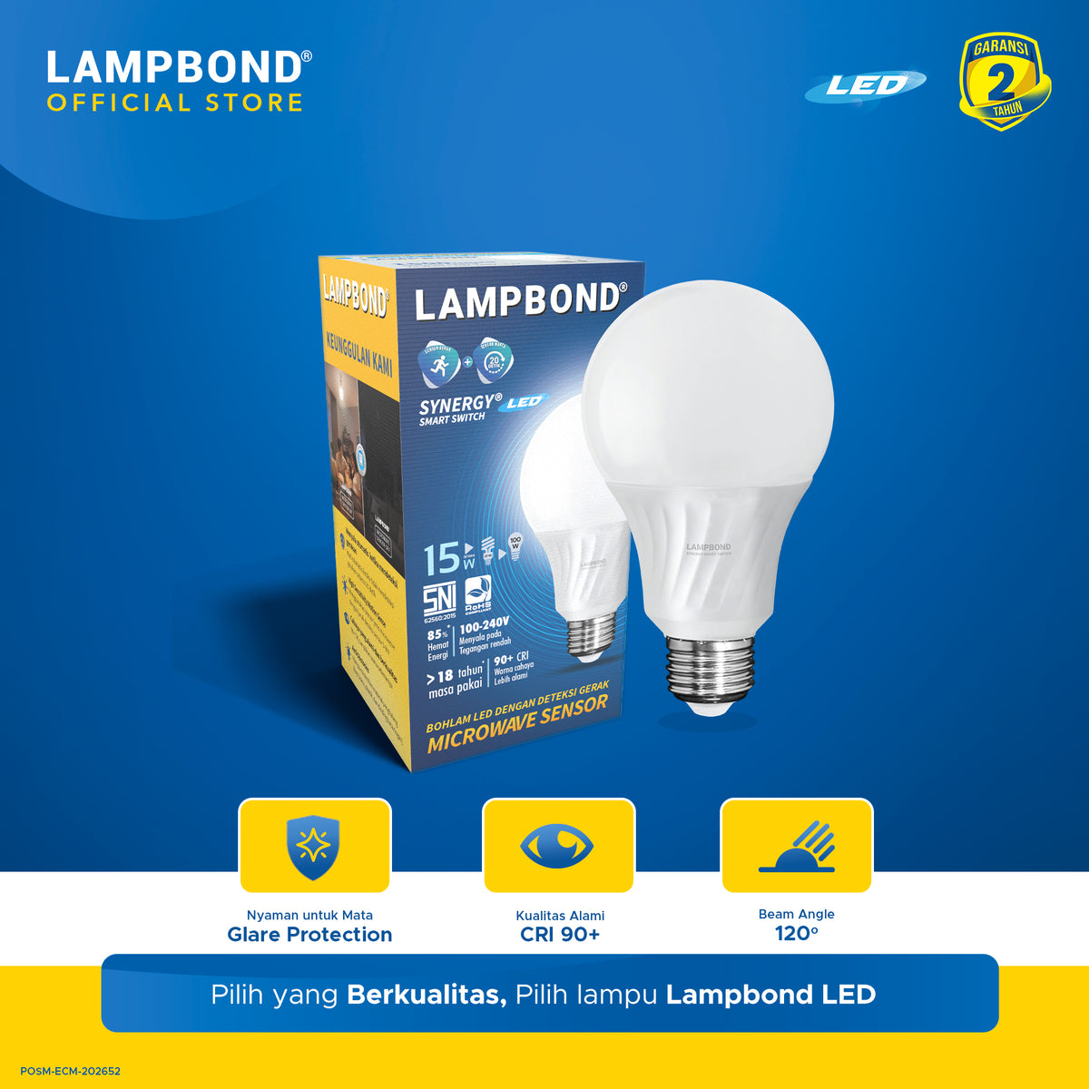 Lampbond® - Bohlam LED Microwave Sensor Synergy Smart Switch 15 Watt - Cool Daylight