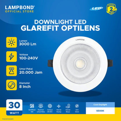 Lampbond® - Downlight LED Glarefit Optilens 30 Watt - Cool Daylight - WH