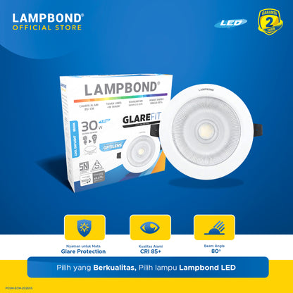 Lampbond® - Downlight LED Glarefit Optilens 30 Watt - Cool Daylight - WH