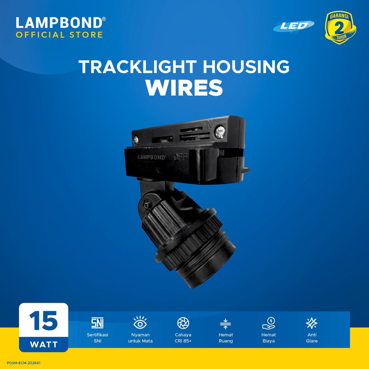 Lampbond® - Tracklight LED Housing - Wires Black