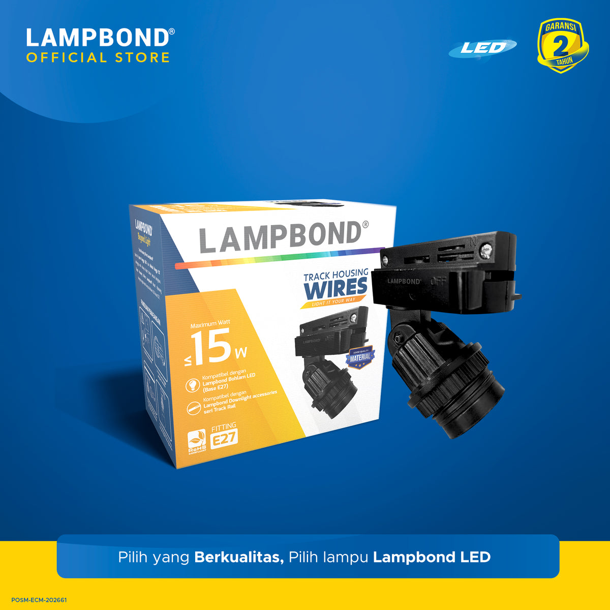 Lampbond® - Tracklight LED Housing - Wires Black