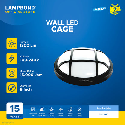Lampbond® - Wall LED Cage 15 Watt - Cool Daylight
