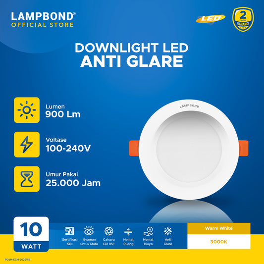Lampbond® - Downlight LED 10 Watt Anti Glare - Warm White