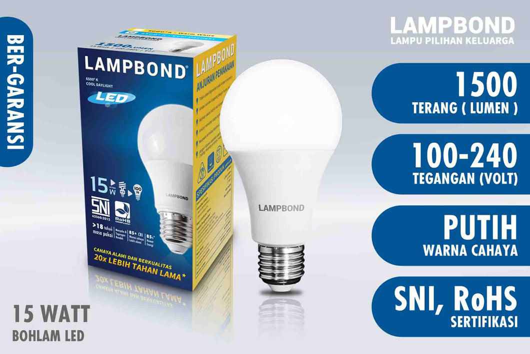 Lampbond® - Bohlam LED 15 Watt - Cool Daylight