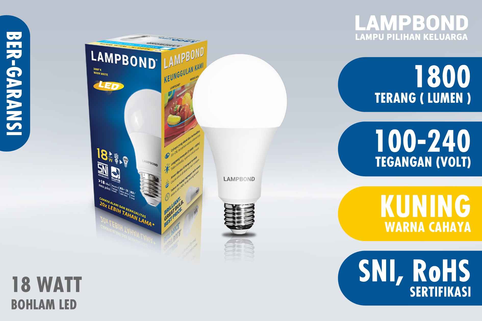 Lampbond® - Bohlam LED 18 Watt - Warm White